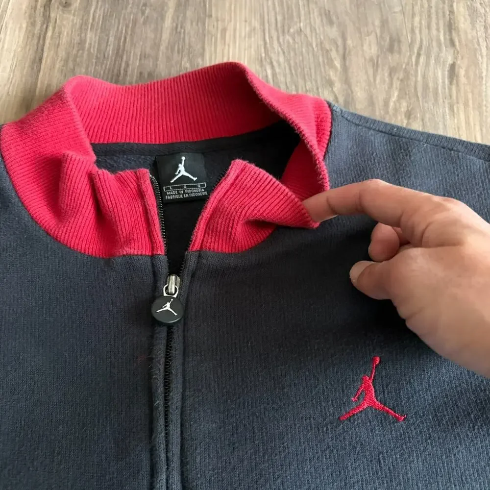 Vintage Air Jordan Track Jacket Men's Size L Sweatshirt Y2K Black Red Bred